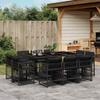 vidaXL 11-Piece Garden Dining Set with Cushions, Black Poly Rattan view 2