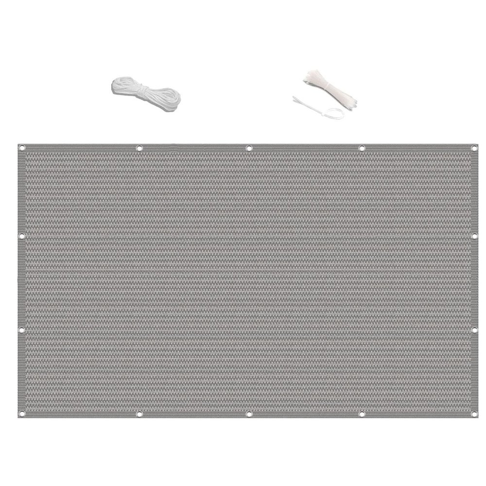 Balcony Privacy Screen 0.7 x 5.4 m, UV- and Weather-Resistant, Sun Protection, with Cable Ties, Light Gray
