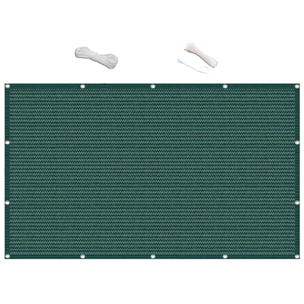 Balcony Privacy Screen 1 x 8.4 m, Wind- and Water-Permeable, UV Protection, with Eyelets and Cable Ties, Dark Green