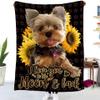 MUNOOR Yorkshire Terrier Throw Blanket, 150 x 200 cm, Soft Flannel, 3D Animal and Sunflower Design view 1
