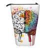ULKMFFCF Left and Right Brain Advantage Printed Standing Telescopic Pencil Case, Black, One Size view 1
