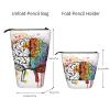ULKMFFCF Left and Right Brain Advantage Printed Standing Telescopic Pencil Case, Black, One Size view 4