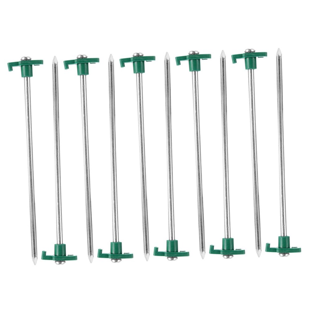 WOONEKY 10-Piece Stainless Steel Tent Stakes with Hook and Hole