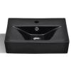 Sufrk Black Rectangular Ceramic Vessel Sink with Faucet/Overflow Hole view 3