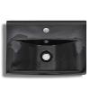 Sufrk Black Rectangular Ceramic Vessel Sink with Faucet/Overflow Hole view 4