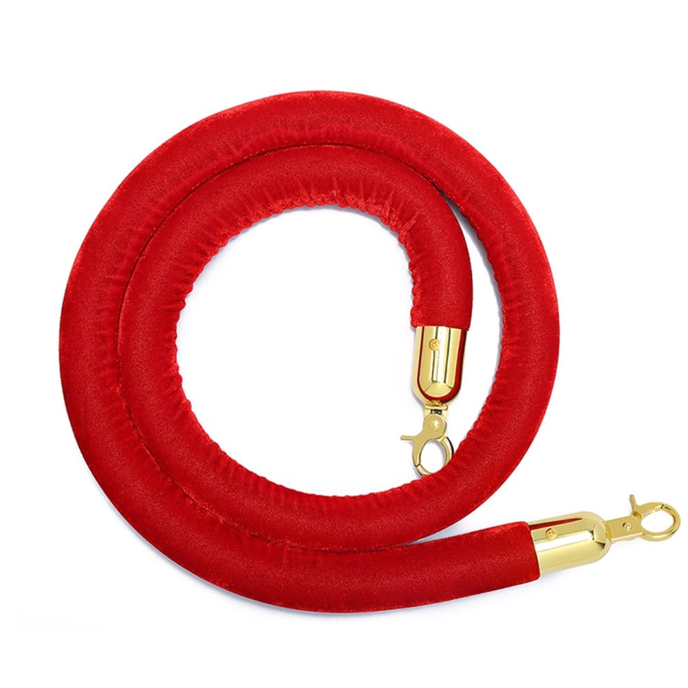 Soft Velvet Queue Barrier Rope with Hooks for VIP Stanchions