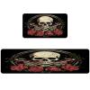 VAPOKF Set of 2 Skull and Red Rose Kitchen Mats view 1