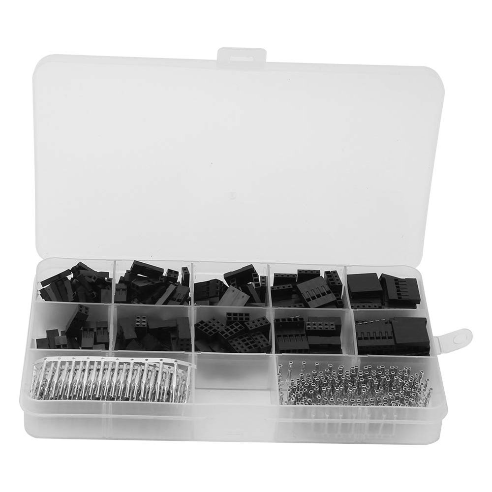 610-Piece Crimp Pin Connector Set, 2.54 mm/0.1 in, Jumper Wires, Pin Headers and Terminals with Plastic Box