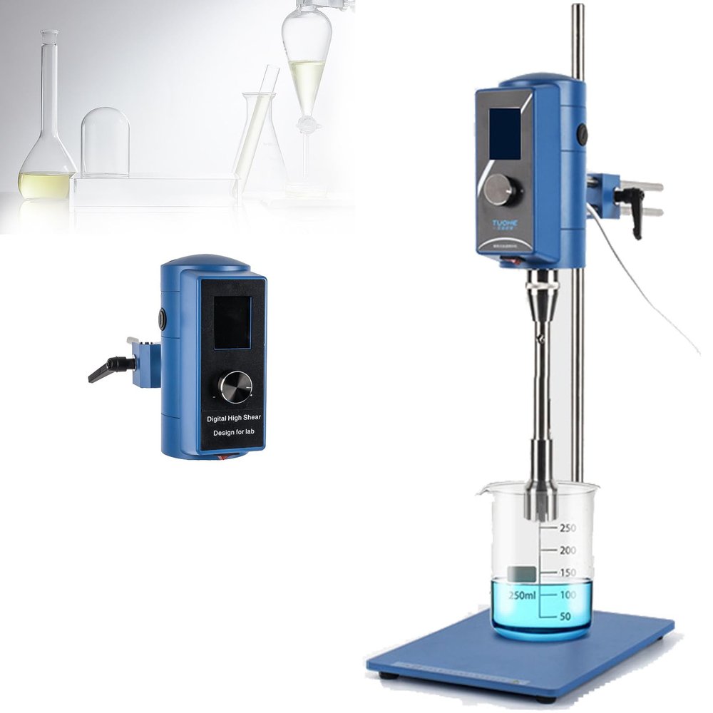 zxmeimm Laboratory Disperser Emulsifier, High-Speed Homogenizer with LCD Display, 2000–28000 rpm, Timer, 50F
