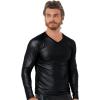 Darringls Men's Black Faux-Leather Wet-Look T-Shirt view 1