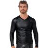 Darringls Men's Black Faux-Leather Wet-Look T-Shirt view 2