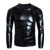 Darringls Men's Black Faux-Leather Wet-Look T-Shirt view 3