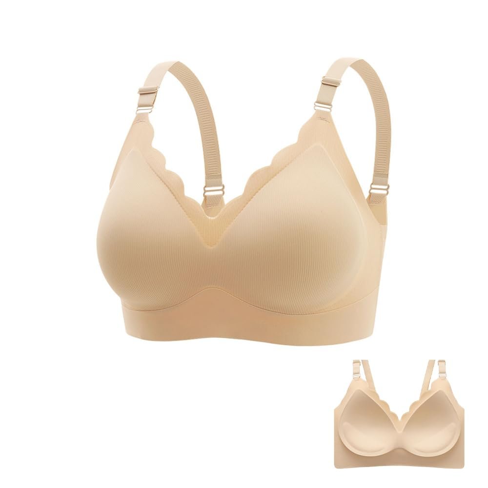 KEKUBUWE Seamless Push-Up Bralettes for Women, Soft Wire-Free Everyday Bra, Full Coverage, Skin Color, M