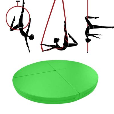Pole Dance Safety Crash Mat for Aerial Hoop, Yoga and Pole Dance, Round Non-Slip Protective Mat, Green, 160 x 5 cm (63 in)