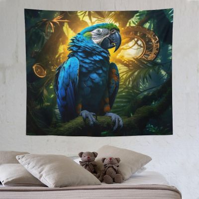 PAZZK Parrot Wall Tapestry Poster, Decorative Wall Hanging, 130 x 150 cm