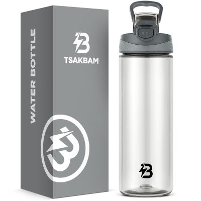 630 ml Sports Water Bottle, Carbonated-Drink Compatible, Leakproof Tritan Bottle with Filter and Carry Handle, Gray