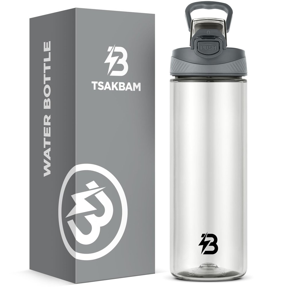 630 ml Sports Water Bottle, Carbonated-Drink Compatible, Leakproof Tritan Bottle with Filter and Carry Handle, Gray