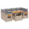 Homgoday 7-Piece Outdoor Sleeper Sofa Set with Beige Cushions view 2