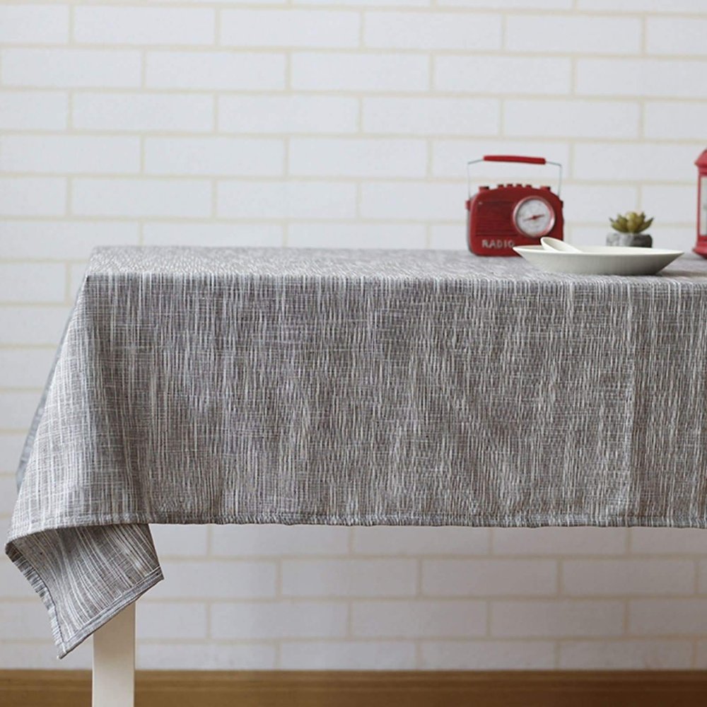 Homxi Small Rectangular Tablecloth 140 W x 200 L cm, Solid Gray Coffee Linen Table Cover for Easter