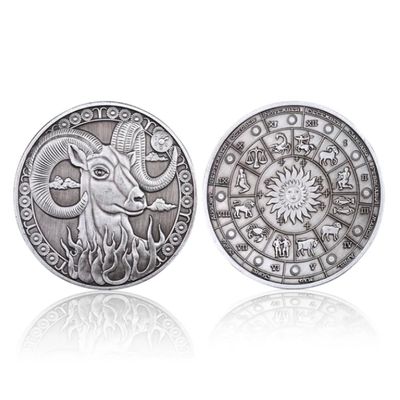 BDJAOZALL Twelve Constellations Silver-Plated Vintage-Style Commemorative Coins