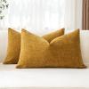 JOTOM 2-Piece Chenille Pillow Cover Set, Solid Gold Yellow, 30 x 50 cm view 1