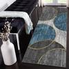 Siunwdiy Gray Blue Gold Geometric Runner Rug, Washable Non-Slip, 100 x 400 cm view 1