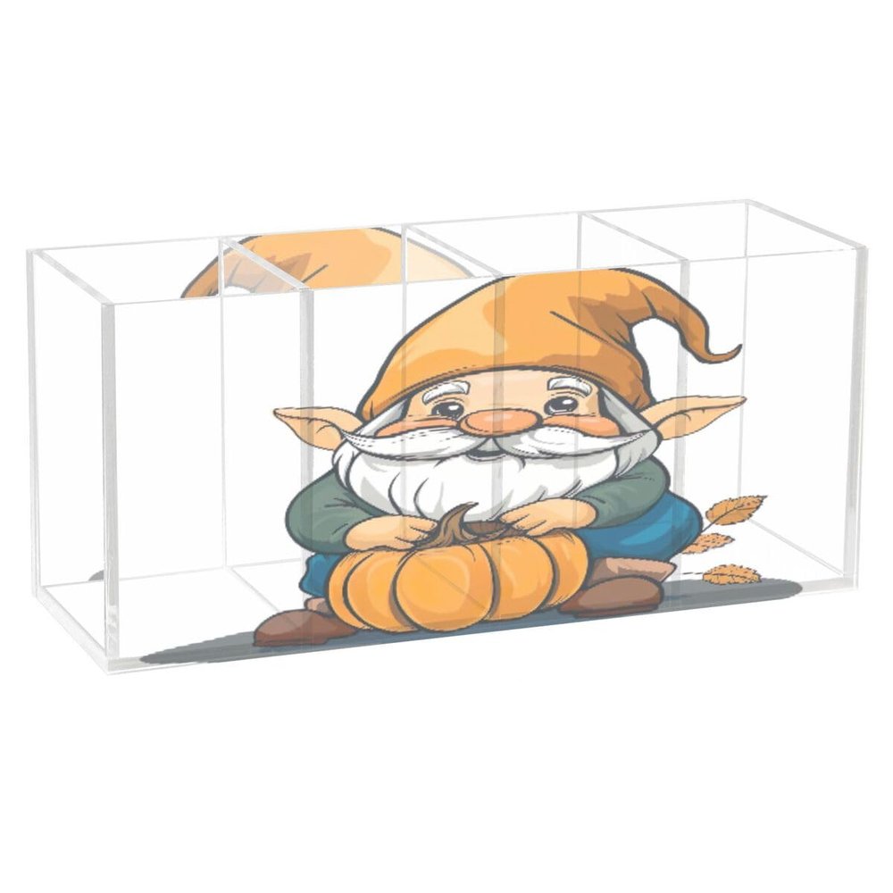 JUMBEAR Halloween Cute Elf Old Man Acrylic Pen and Pencil Holder, 4 Compartments