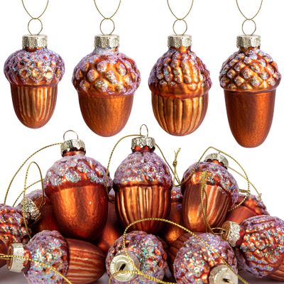 Watayo 12-Piece Gold Glass Pinecone Ornaments for Christmas Trees