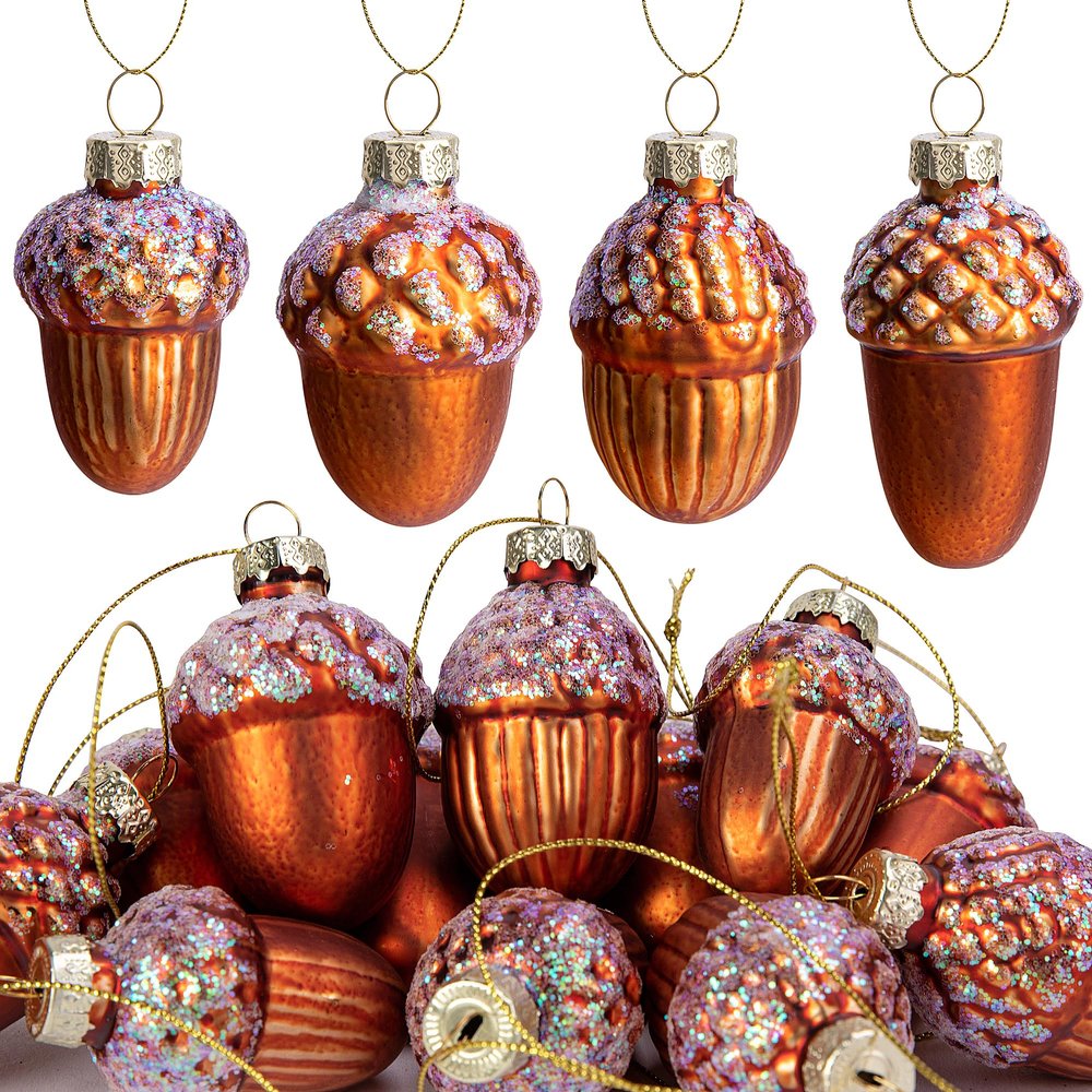 Watayo 12-Piece Gold Glass Pinecone Ornaments for Christmas Trees