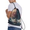 Small Boat Under a Giant Planet Drawstring Bag view 3