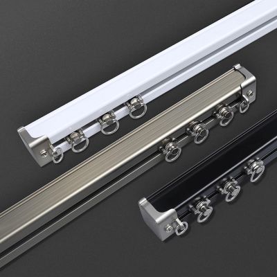 1–6 m Ceiling Curtain Track with Silent Rollers, Single-Track Aluminum Curtain Rail, Complete Set, White, 300 cm (9.8 ft)