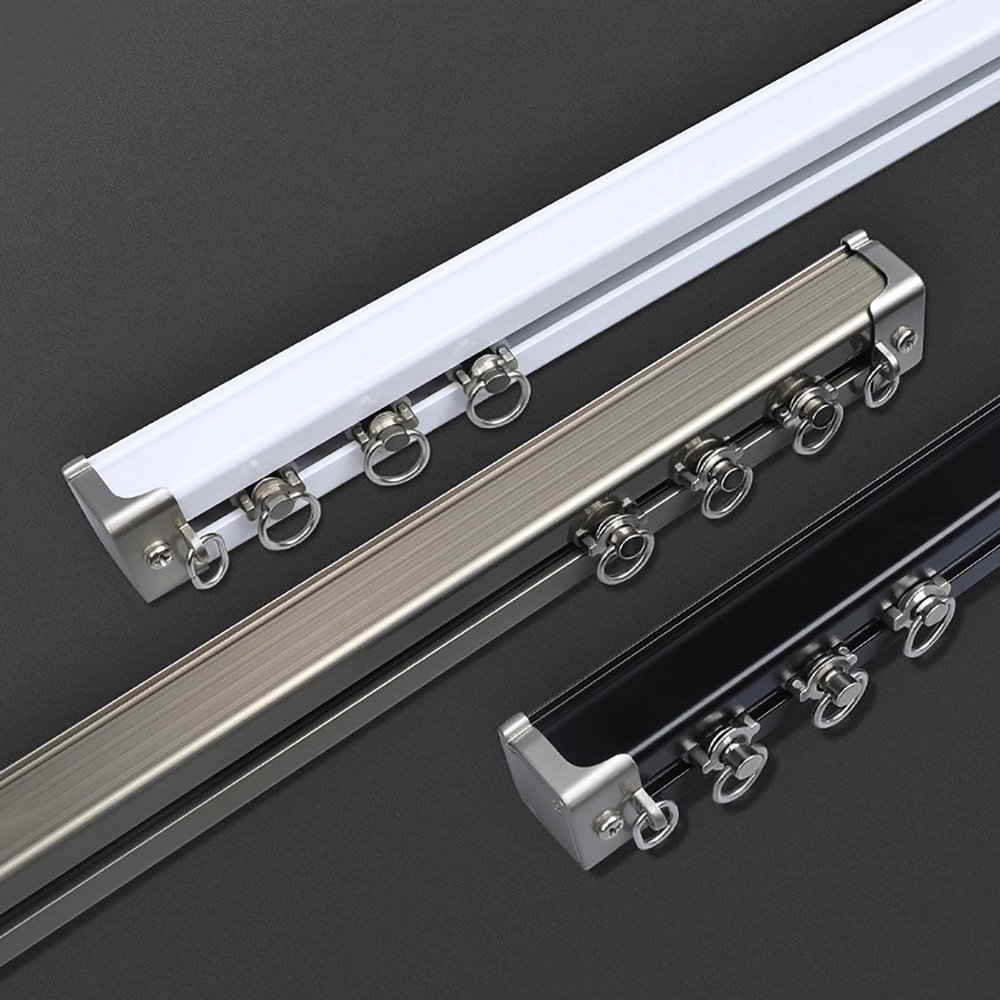 1–6 m Ceiling Curtain Track with Silent Rollers, Single-Track Aluminum Curtain Rail, Complete Set, White, 300 cm (9.8 ft)