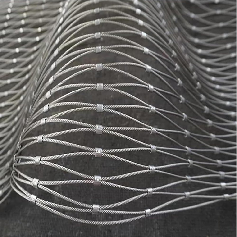 WJXIN 304 Stainless Steel Wire Rope Mesh Fence Net, Multipurpose Protective Net for Balconies and Stairs, Customizable (10 cm/1.5 mm, 4 x 8 m/13.1 x 26.2 ft)