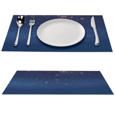 Navy Blue Star Placemat, Woven PVC Vinyl, Heat-Resistant, Non-Slip, Washable, 12 x 18 in, 1 Piece