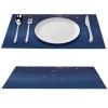Navy Blue Star Placemat, Woven PVC Vinyl, Heat-Resistant, Non-Slip, Washable, 12 x 18 in, 1 Piece view 1