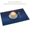 Navy Blue Star Placemat, Woven PVC Vinyl, Heat-Resistant, Non-Slip, Washable, 12 x 18 in, 1 Piece view 3