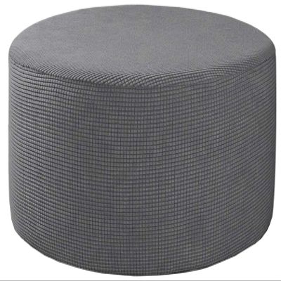 Odaima Round Ottoman Cover, Stretch Jacquard Slipcover for Footstools, 40/50/60 cm