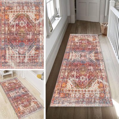 Poaegle Runner Rug for Hallway, Kitchen, Bedroom, Washable, 120 x 150 cm