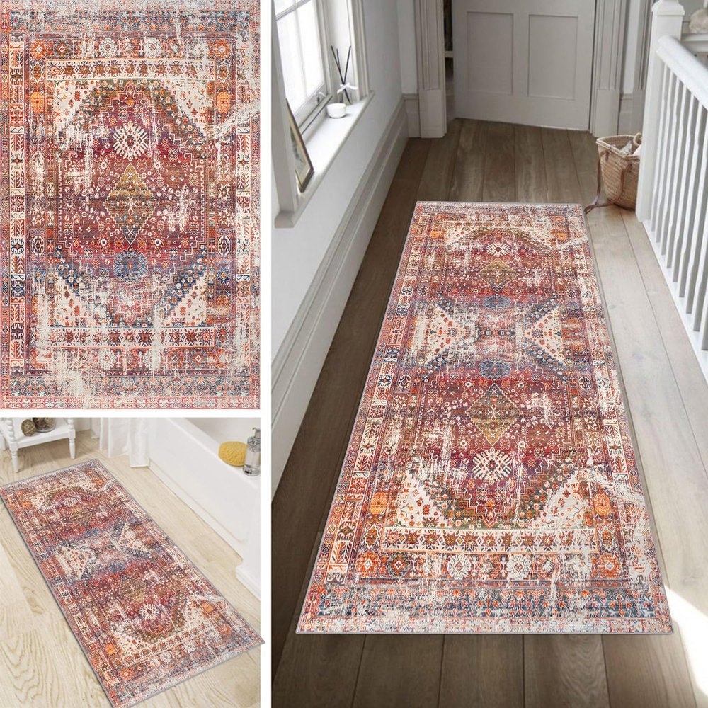 Poaegle Runner Rug for Hallway, Kitchen, Bedroom, Washable, 120 x 150 cm