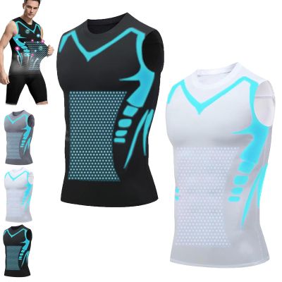 Activheld Slimming Vest for Men, Ionic Shaping Vest, Black Blue + White Blue, M