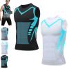 Activheld Slimming Vest for Men, Ionic Shaping Vest, Black Blue + White Blue, M view 1