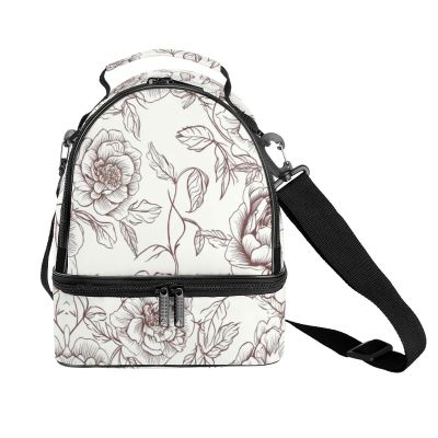 NQLYUT Double-Deck Insulated Lunch Bag for Adults, Floral Pattern