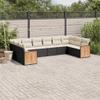 Juroupi 10-Piece Garden Sofa Set with Cushions, Black Poly Rattan view 1