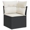 Juroupi 10-Piece Garden Sofa Set with Cushions, Black Poly Rattan view 4