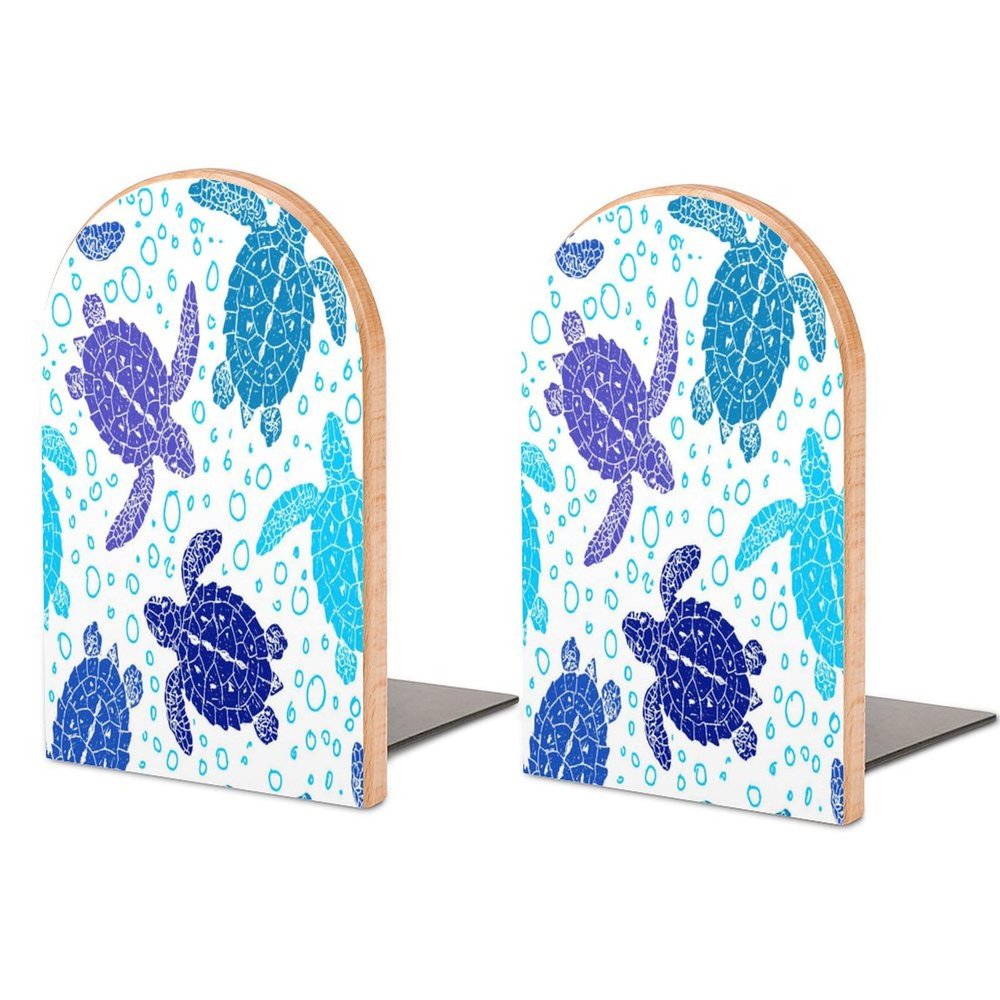 Wooden Turtle Bookends, Set of 2