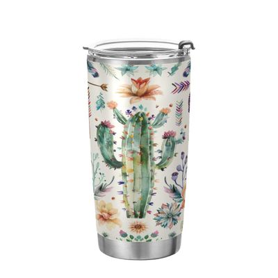 JUMBEAR Beautiful Cactus Stainless Steel Tumbler, Vacuum-Insulated, Double-Wall, Powder-Coated, Leakproof, Travel Mug, 590 ml