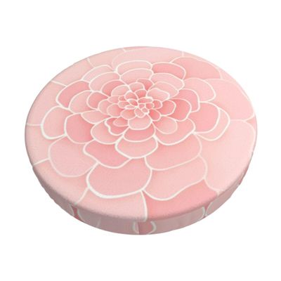 Round Velvet Bar Stool Cover with Thin 3-Layer Padding, Abstract Pink Flower