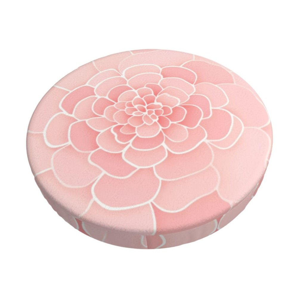 Round Velvet Bar Stool Cover with Thin 3-Layer Padding, Abstract Pink Flower