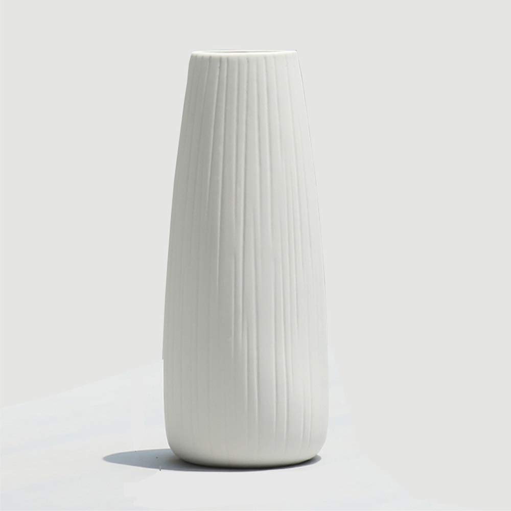 Modern Tall Ceramic Flower Vase, White, 30 × 9 cm, No. 280