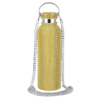 750 ml Portable Rhinestone Glitter Insulated Stainless Steel Water Bottle